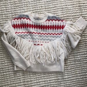 Cream fringe winter/holiday sweater